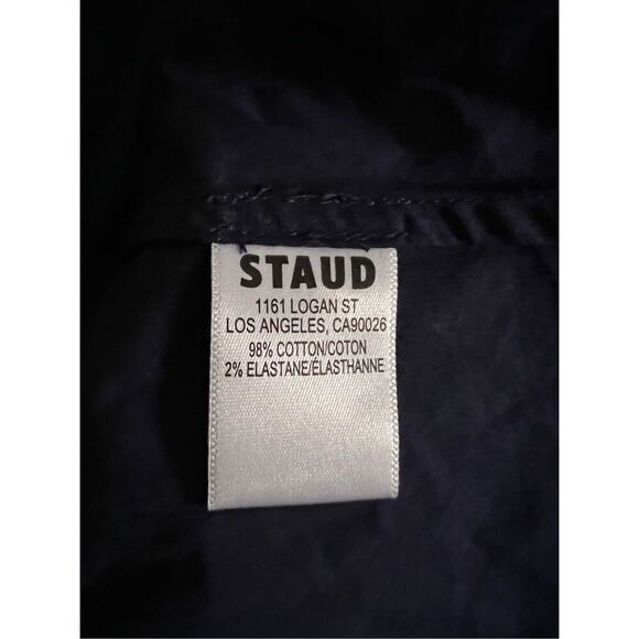Staud Women's Navy Spaghetti Strap Drop Waist Poplin Dena Maxi Dress Sz 12 NWOT - Picture 14 of 15